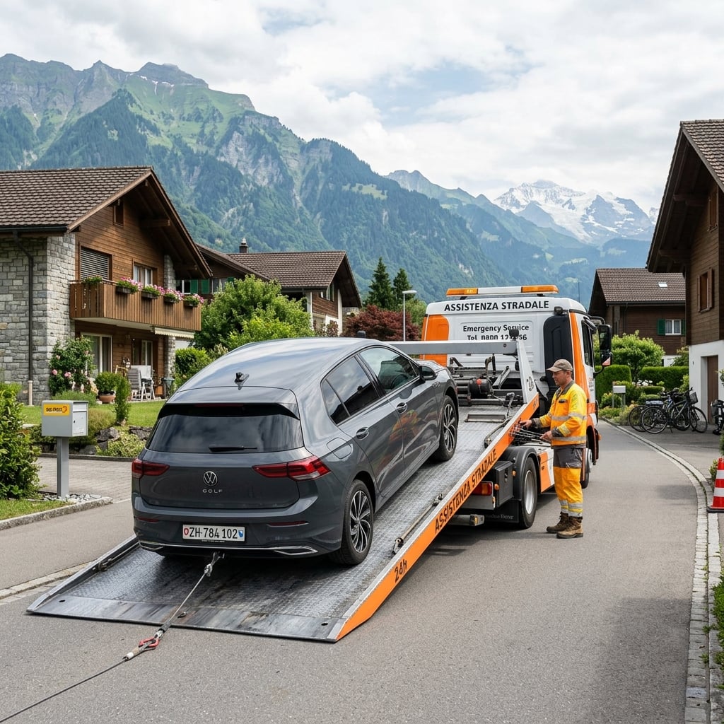 Enlèvement du véhicule par camion plateau